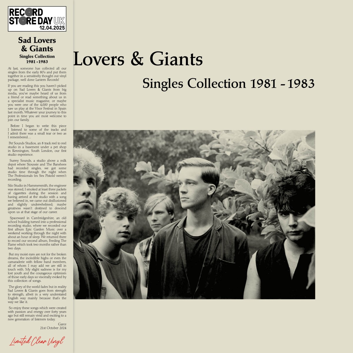 Sad Lovers & Giants - Singles Collection 1981-1983 (Clear Vinyl)