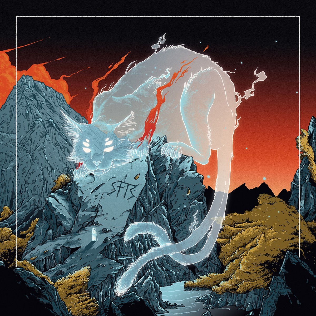 Stone From The Sky - Bakeneko (Orange And White Marble)