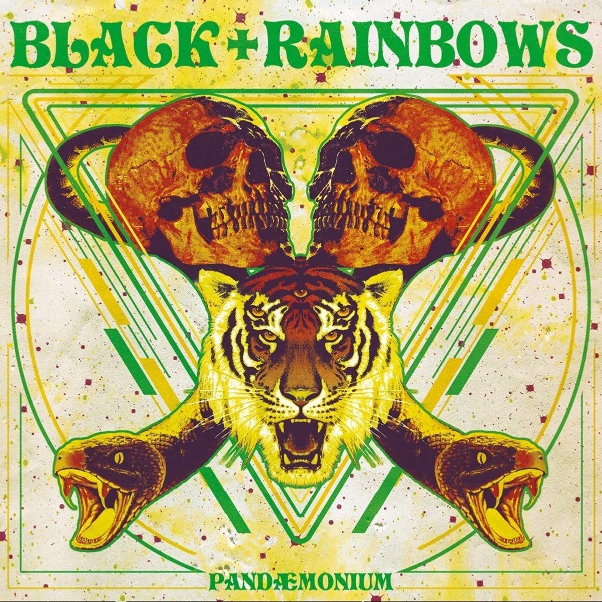 Black Rainbows - Pandaemonium (Yellow Background Splatter Black - White Cover)