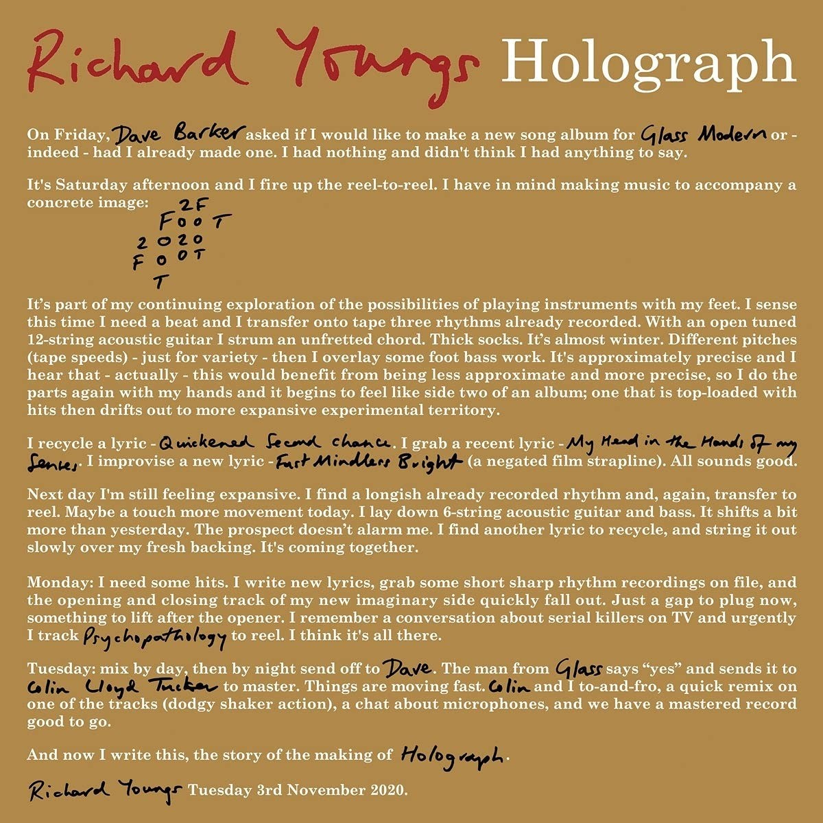 Richard Youngs - Holograph