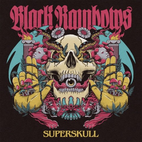 Black Rainbows - Superskull (3 Color Striped Neon Pink/Black/Blue Vinyl)